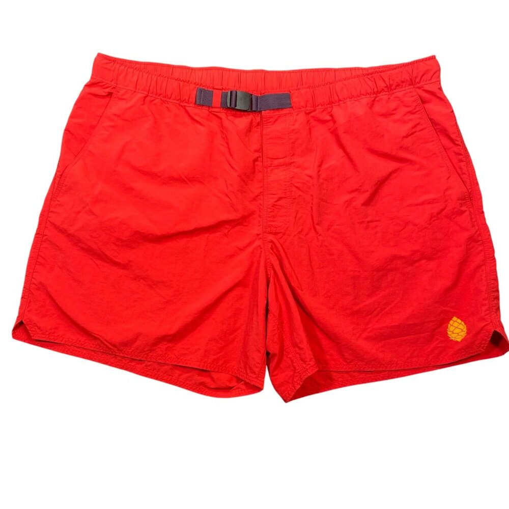 Stio Mens Red Quick-Dry Nylon Hiking Shorts XXL With Elastic Waist & Zip Pocket